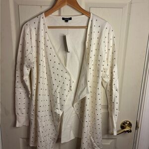 Premise Ivory Cardigan with Gold Studs